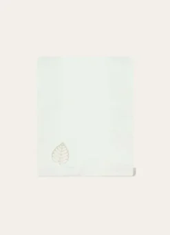 LANGE UNI EN GAZE DE COTON BRODERIE FEUILLE LAIT