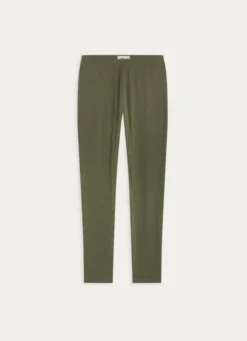 LEGGING LONG EN COTON BIOLOGIQUE IMPRIMÉ FLORAL VERT KAKI