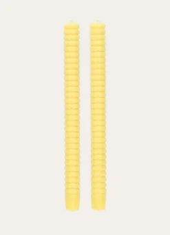 LOT DE 2 BOUGIES TORSADÉES JAUNE