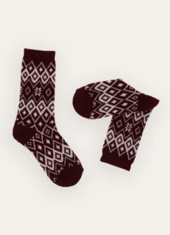 LOT DE 2 PAIRES DE CHAUSSETTES CARRIE ROUGE BORDEAUX