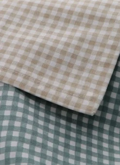 LOT DE 2 SERVIETTES DE TABLE EN COTON VICHY BEIGE
