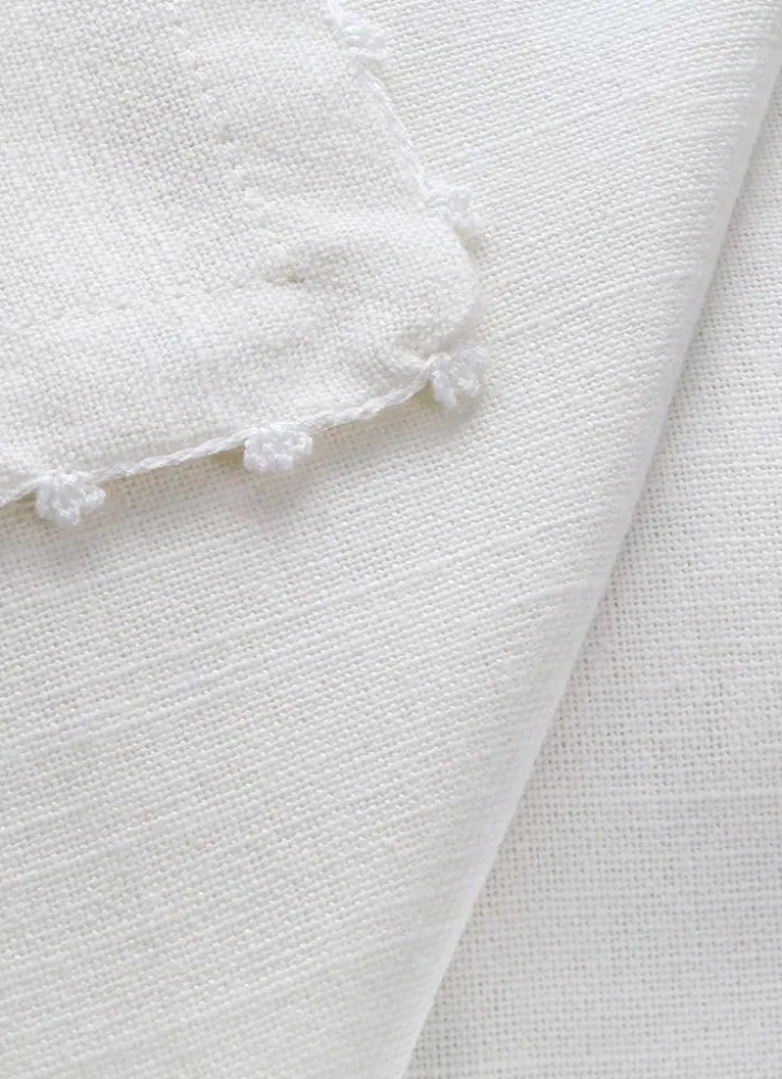 LOT DE 2 SERVIETTES DE TABLE EN CHAMBRAY BLANC