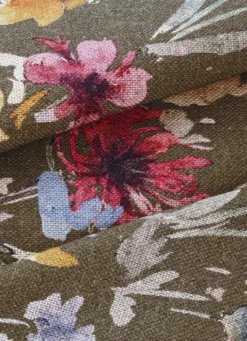 LOT DE 2 SERVIETTES DE TABLE EN COTON ET LIN MULTICOLORE/KAKI