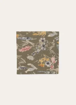 LOT DE 2 SERVIETTES DE TABLE EN COTON ET LIN MULTICOLORE/KAKI