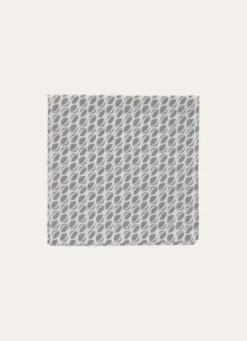 LOT DE 2 SERVIETTES DE TABLE EN COTON IMPRIMÉ BLANC/GRIS
