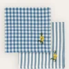 LOT DE 2 SERVIETTES DE TABLE VICHY BRODÉES BLEU