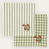 LOT DE 2 SERVIETTES DE TABLE VICHY BRODÉES VERT