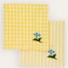 LOT DE 2 SERVIETTES DE TABLE VICHY BRODÉES JAUNE