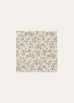 LOT DE 2 SERVIETTES EN COTON BEIGE/VERT