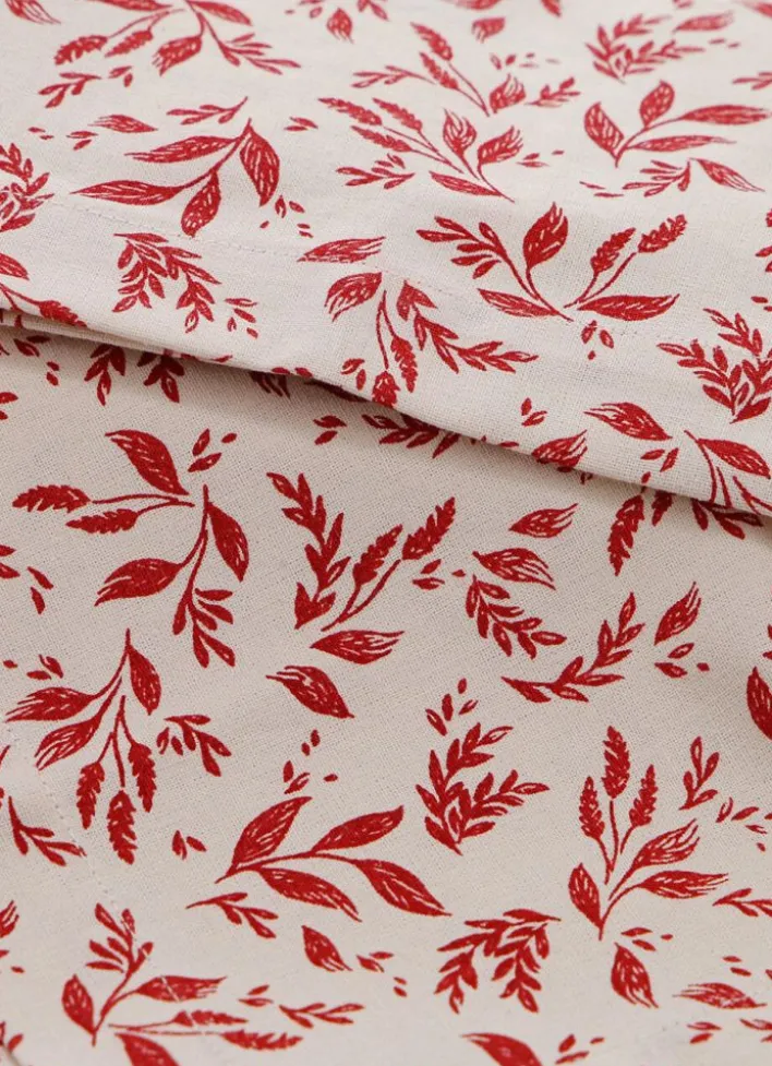 LOT DE 2 SERVIETTES EN COTON BEIGE/BORDEAUX
