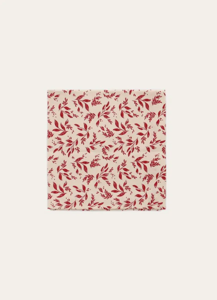 LOT DE 2 SERVIETTES EN COTON BEIGE/BORDEAUX