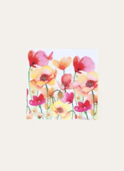 LOT DE SERVIETTES EN PAPIER FLEURS AQUARELLÉES MULTICOLORE