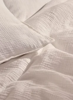 LOT DE 2 TAIES D'OREILLER DOUBLE GAZE DE COTON LAIT