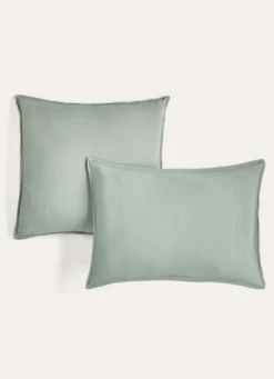 LOT DE 2 TAIES D'OREILLER DOUBLE GAZE DE COTON MOUSSE