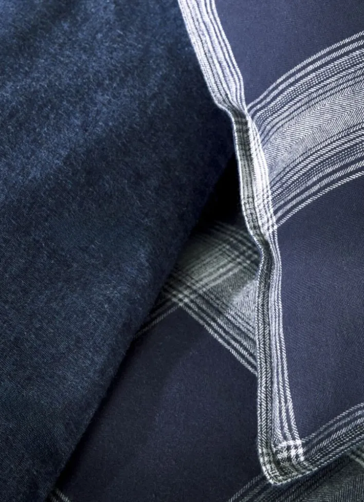 LOT DE 2 TAIES D'OREILLER EN FLANELLE RHEA BLEU MARINE