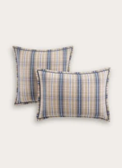 LOT DE 2 TAIES D'OREILLER EN FLANELLE CARIBOU BLEU
