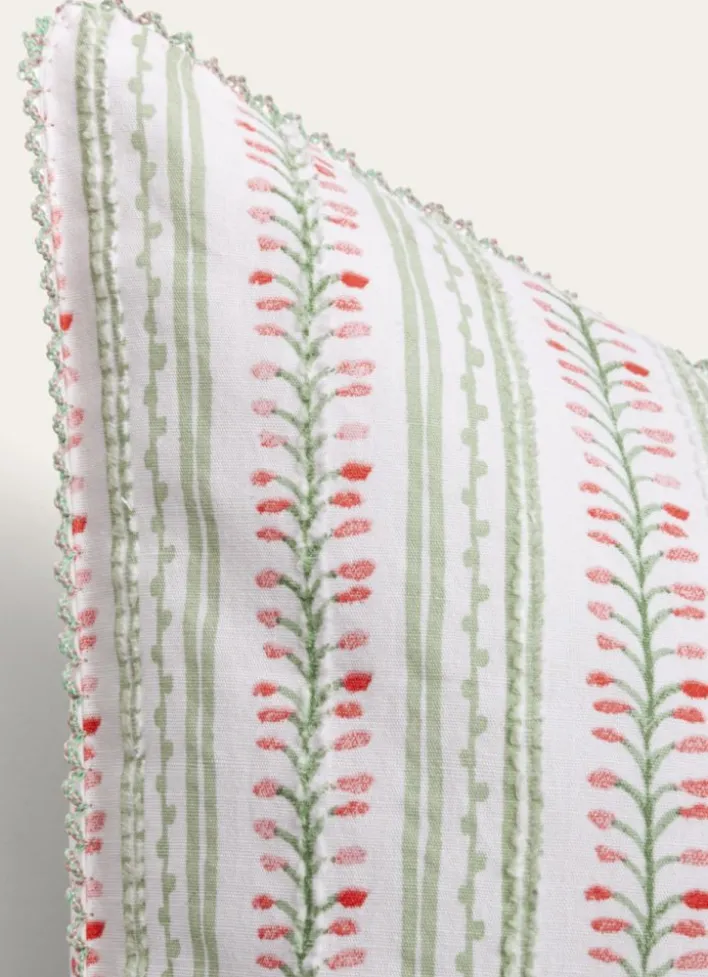 LOT DE 2 TAIES D’OREILLER JACQUARD FEUILLAGE VERT CLAIR