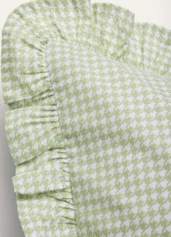 LOT DE 2 TAIES D’OREILLER PERCALE PIED-DE-POULE VERT CLAIR