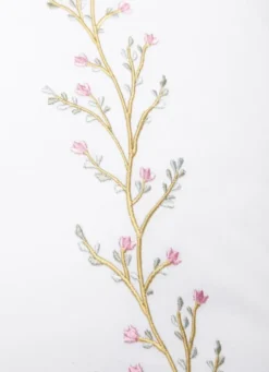 LOT DE 2 TAIES D’OREILLER SATIN BRODÉ BLANC/ROSE