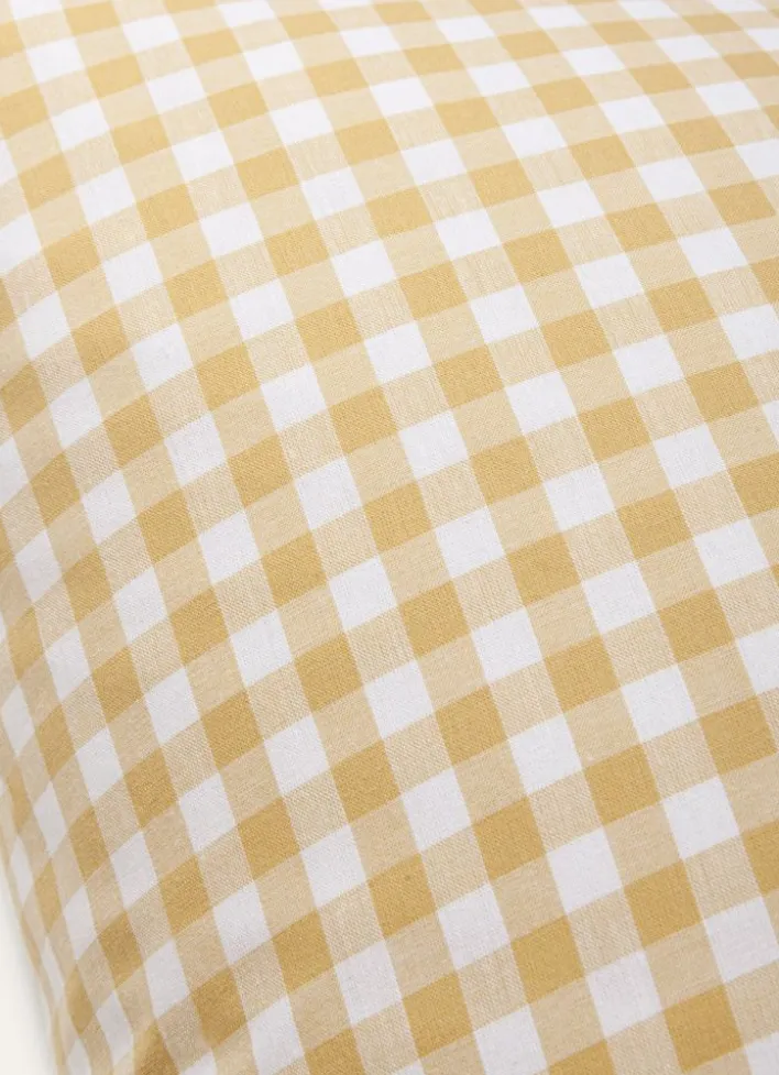 LOT DE 2 TAIES D'OREILLER VICHY JAUNE