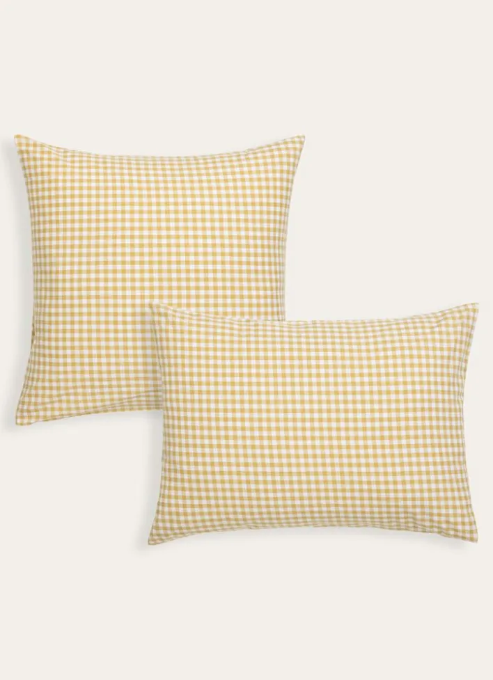 LOT DE 2 TAIES D'OREILLER VICHY JAUNE