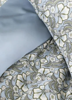 LOT DE 2 TAIES EN SATIN IMPRIMÉ FLORAL SOLENE BLEU