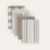 LOT DE 5 TORCHONS EN COTON BEIGE