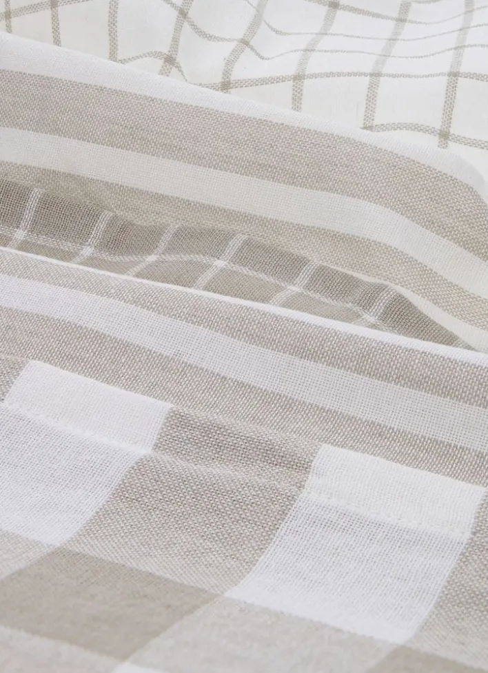 LOT DE 5 TORCHONS EN COTON BEIGE