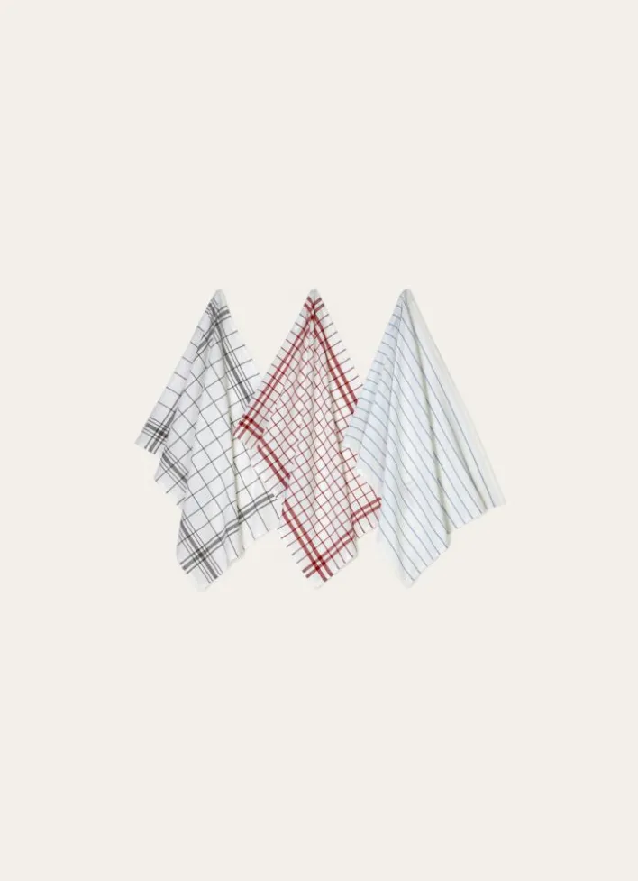 LOT DE 3 TORCHONS EN COTON MULTICOLORE