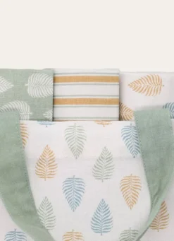 LOT DE 3 TORCHONS IMPRIMÉS MOTIF FEUILLES MULTICOLORE