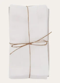 LOT 4 SERVIETTES EN COTON BLANC/BEIGE