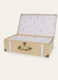 MALLE EN CARTON AVEC POIGNÉE EN MÉTAL BEIGE