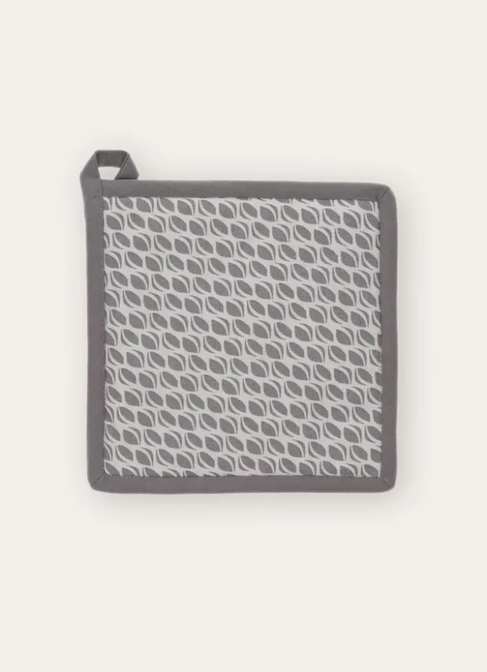 MANIQUE DE CUISINE EN COTON IMPRIMÉ BLANC/GRIS