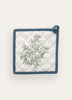 MANIQUE DE CUISINE MOTIF FEUILLAGE MULTICOLORE/BLANC