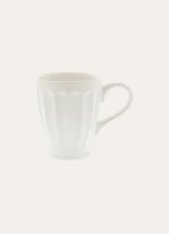 MUG CÔTELÉ EN FAÏENCE BLANC