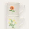MUG EN GRÈS FLEUR EMBOSSÉE PEINTE MAIN JAUNE