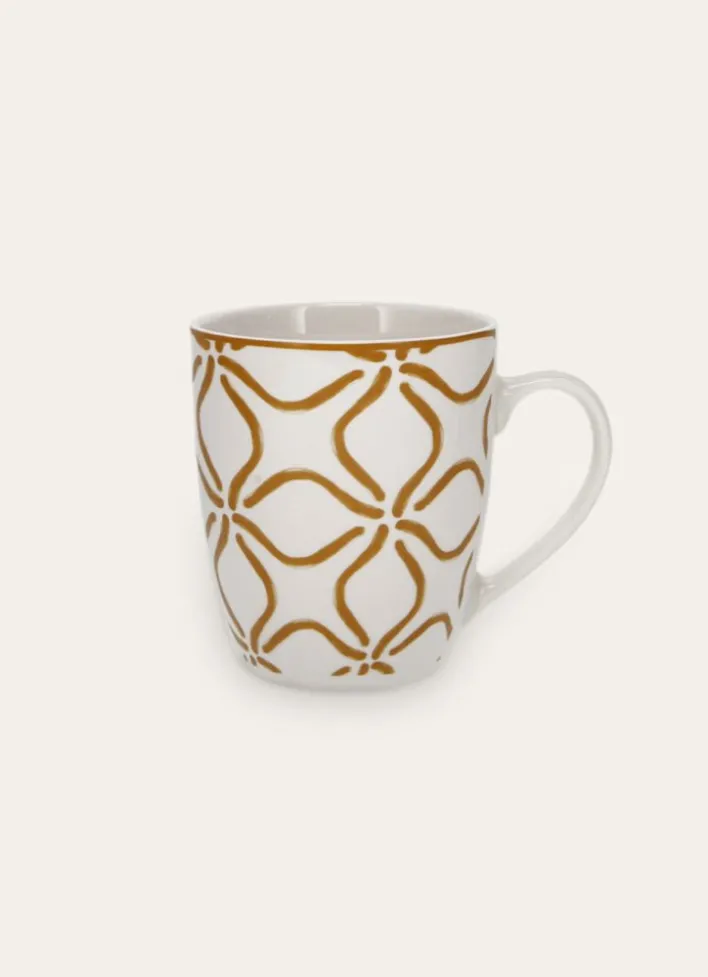 MUG EN PORCELAINE MOTIF ARABESQUEMOUTARDE