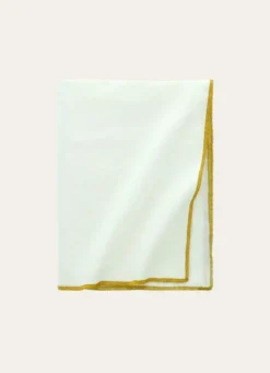 NAPPE COTON ET LIN FINITION BOURDON GRAND FORMAT BLANC/ OR