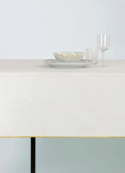 NAPPE COTON ET LIN FINITION BOURDON GRAND FORMAT BLANC/ OR
