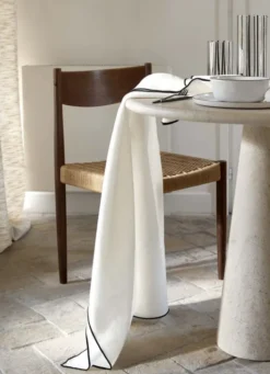 NAPPE COTON ET LIN FINITION BOURDON GRAND FORMAT LAIT/NOIR