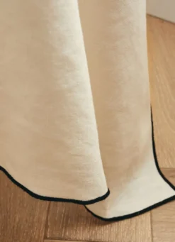 NAPPE COTON LIN FINITION BOURDON LAIT / NOIR