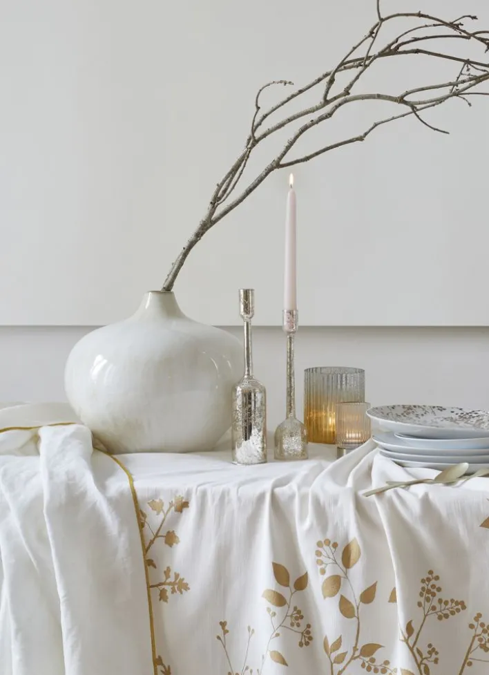NAPPE COTON LIN FINITION BOURDON ÉCRU / OR
