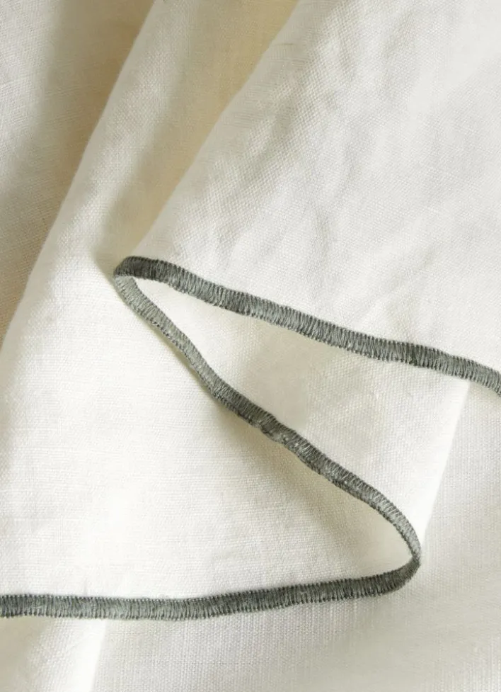 NAPPE COTON LIN FINITION BOURDON LAIT VERT THYM