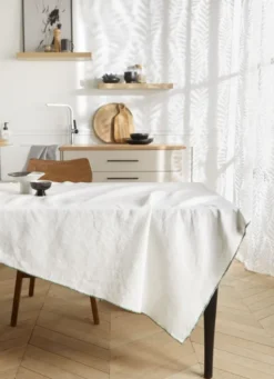 NAPPE COTON LIN FINITION BOURDON LAIT VERT THYM