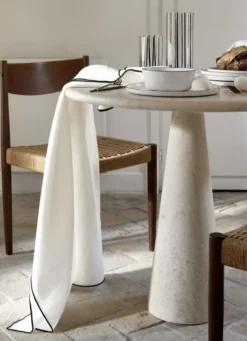 NAPPE COTON LIN FINITION BOURDON MOYEN FORMAT BLANC/NOIR