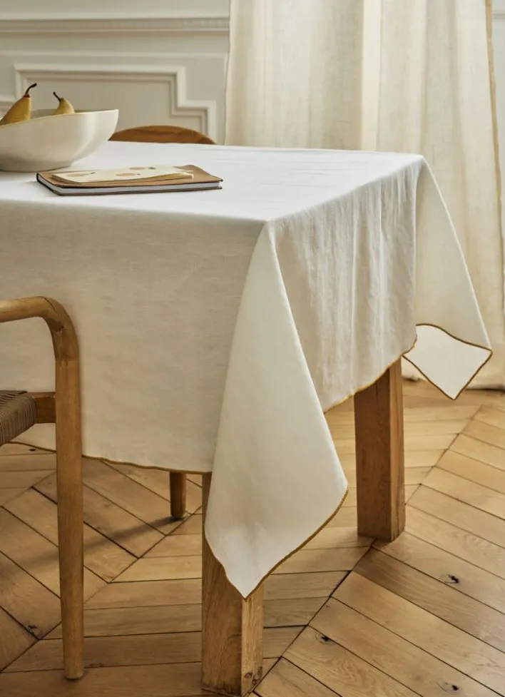 NAPPE COTON LIN FINITION BOURDON LAIT JAUNE