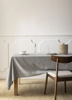 NAPPE EN CHAMBRAY TISSÉ-TEINT FINITION CROQUET GRIS