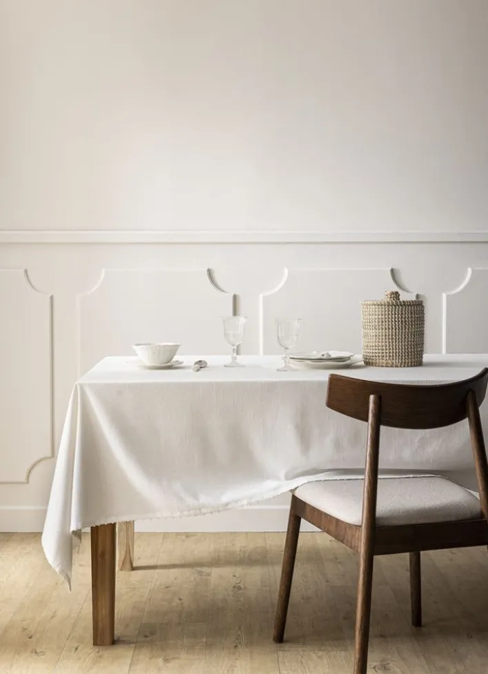 NAPPE EN CHAMBRAY TISSÉ-TEINT FINITION CROQUET BLANC