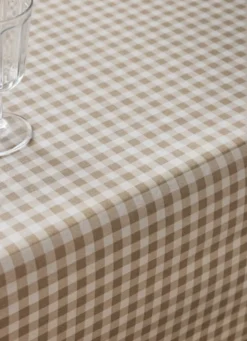NAPPE EN COTON ENDUITE IMPRIMÉ VICHY BEIGE