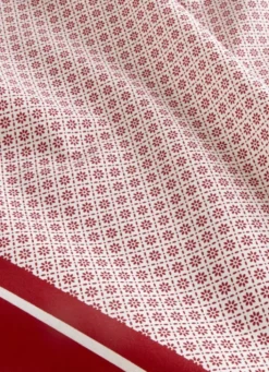 NAPPE EN COTON ENDUITE MOTIF FANTAISIE BLANC/ROUGE